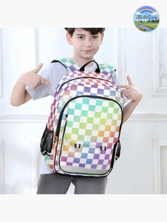 Checkered Laptop Backpack with Compartments Large Capacity Travel Daypack main image 5